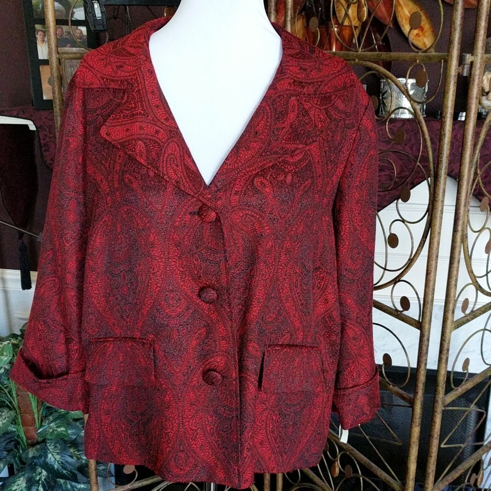 Beautiful Plus Size Red & Black Short Jacket